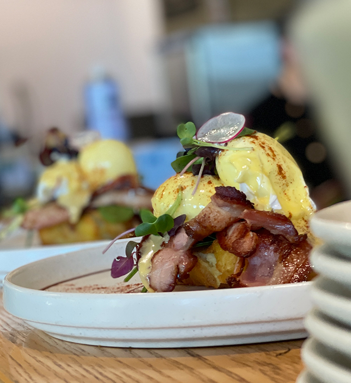 Soft shell crab eggs Benedict